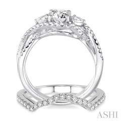 1 1/5 Ctw Diamond Wedding Set with 1 Ctw Round Cut Engagement Ring and 1/6 Ctw Wedding Band in 14K White Gold
