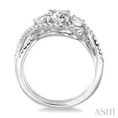 1 1/10 Ctw Diamond Engagement Ring with 5/8 Ct Round Cut Center Stone in 14K White Gold