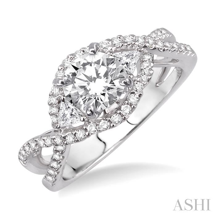 1/2 Ctw Diamond Semi-Mount Engagement Ring in 14K White Gold