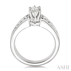5/8 Ctw Diamond Engagement Ring with 1/3 Ct Round Cut Center Stone in 14K White Gold