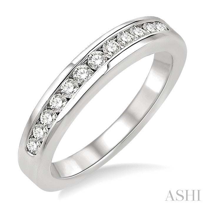 1/3 Ctw Round Cut Diamond Matching Wedding Band in 14K White Gold