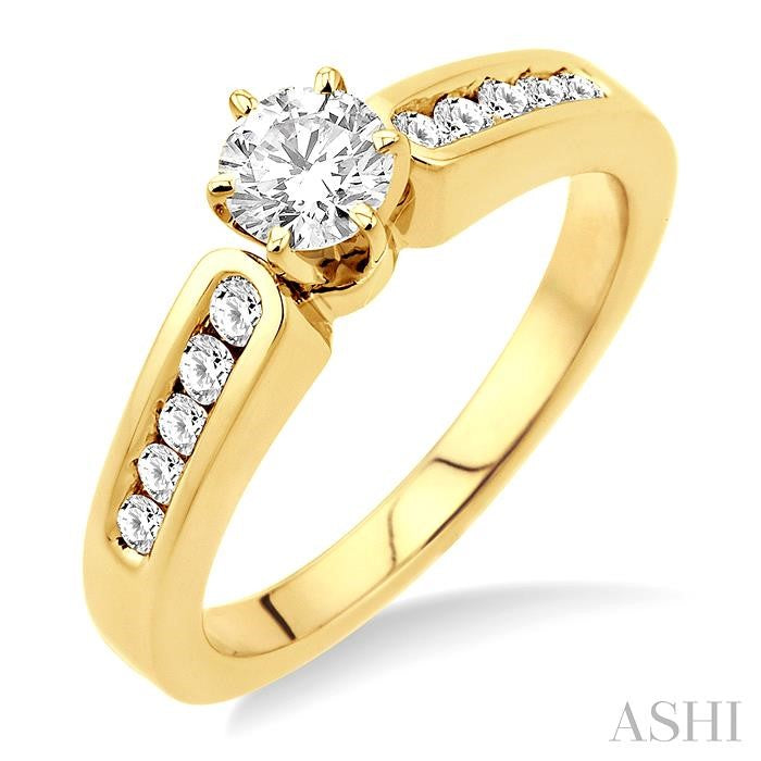 1/3 Ctw Diamond Semi-Mount Engagement Ring in 14K Yellow Gold