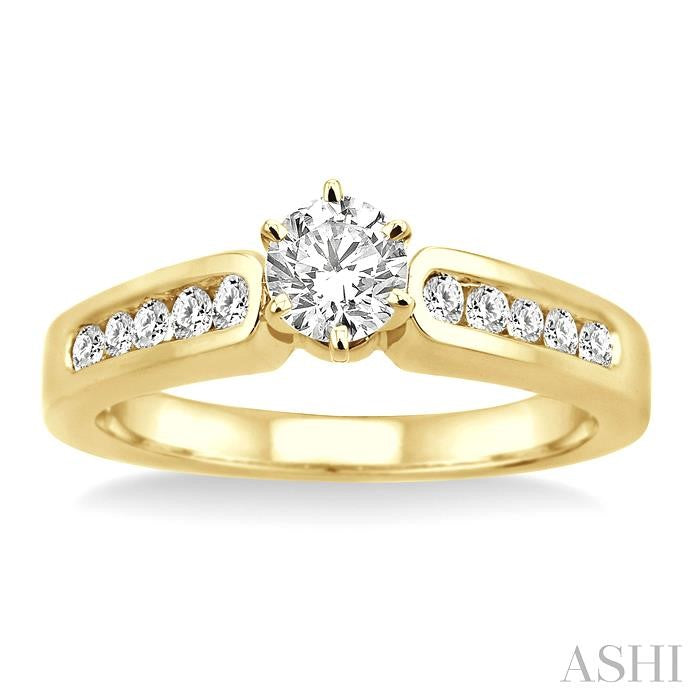 1/3 Ctw Diamond Semi-Mount Engagement Ring in 14K Yellow Gold