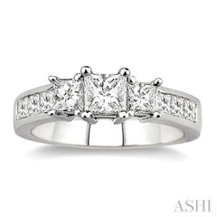 1 1/2 Ctw Nine Stone Princess Cut Diamond Engagement Ring in 14K White Gold