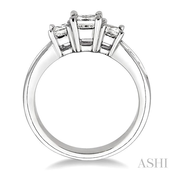 3 Ctw Nine Stone Princess Cut Diamond Engagement Ring in 14K White Gold