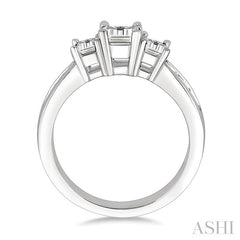 3 Ctw Nine Stone Princess Cut Diamond Engagement Ring in 14K White Gold