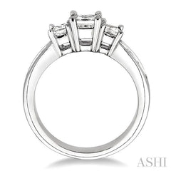 3 Ctw Nine Stone Princess Cut Diamond Engagement Ring in 14K White Gold
