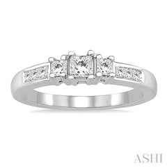 1/2 Ctw Nine Stone Princess Cut Diamond Engagement Ring in 14K White Gold