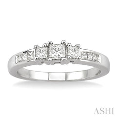 1/2 ctw Nine Stone Princess Cut Diamond Engagement Ring in 14K White Gold