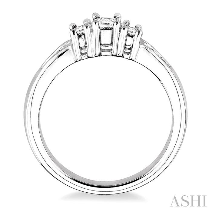 1/2 ctw Nine Stone Princess Cut Diamond Engagement Ring in 14K White Gold