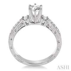 5/8 ctw Diamond Engagement Ring with 3/8 ct Round Cut Center Stone in 14K White Gold