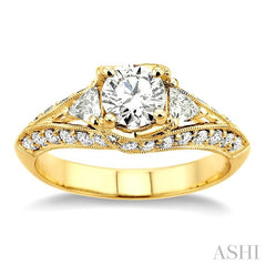 1 1/2 Ctw Diamond Engagement Ring with 5/8 Ct Round Cut Center Stone in 14K Yellow Gold