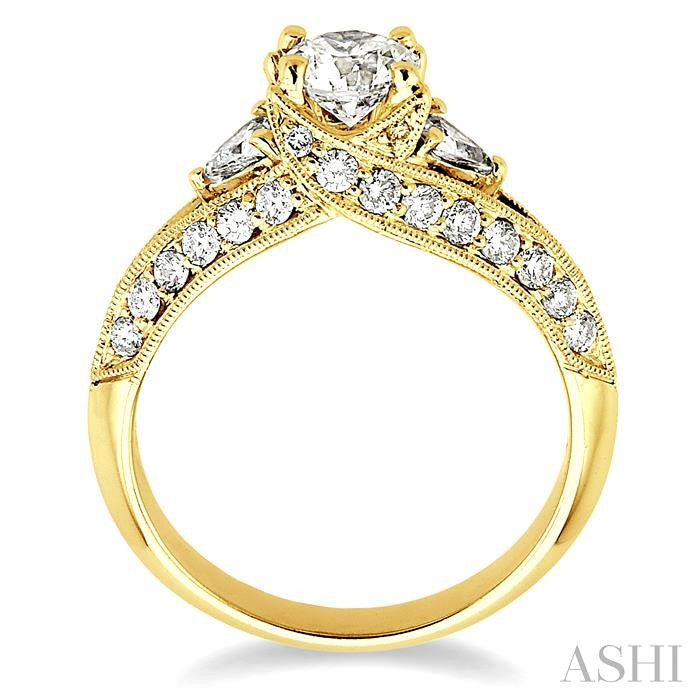 1 1/2 Ctw Diamond Engagement Ring with 5/8 Ct Round Cut Center Stone in 14K Yellow Gold
