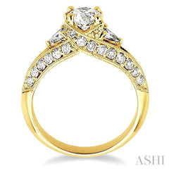 1 1/2 Ctw Diamond Engagement Ring with 5/8 Ct Round Cut Center Stone in 14K Yellow Gold