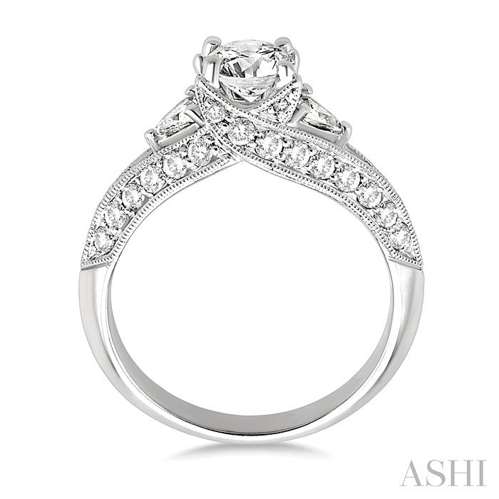 1 1/2 Ctw Diamond Engagement Ring with 5/8 Ct Round Cut Center Stone in 14K White Gold