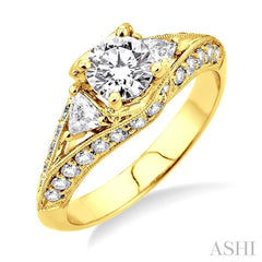 3/4 Ctw Diamond Semi-Mount Engagement Ring in 14K Yellow Gold