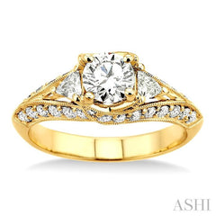 3/4 Ctw Diamond Semi-Mount Engagement Ring in 14K Yellow Gold