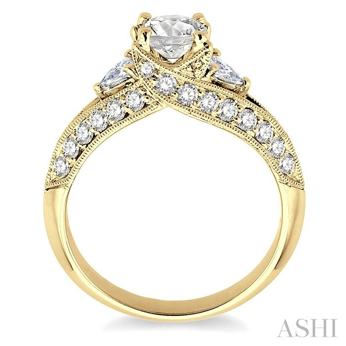 3/4 Ctw Diamond Semi-Mount Engagement Ring in 14K Yellow Gold