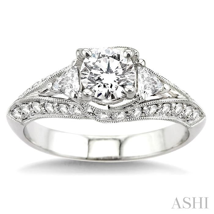 3/4 Ctw Diamond Semi-Mount Engagement Ring in 14K White Gold