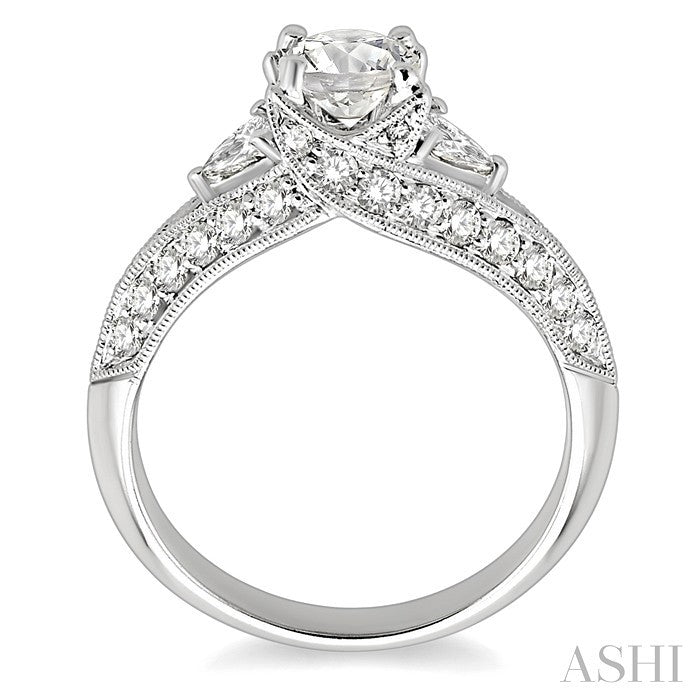 3/4 Ctw Diamond Semi-Mount Engagement Ring in 14K White Gold