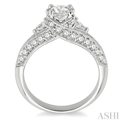 3/4 Ctw Diamond Semi-Mount Engagement Ring in 14K White Gold
