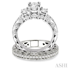 1 5/8 ctw Diamond Wedding Set with 1 1/4 ctw Round Cut Engagement Ring and 3/8 ctw Wedding Band in 14K White Gold