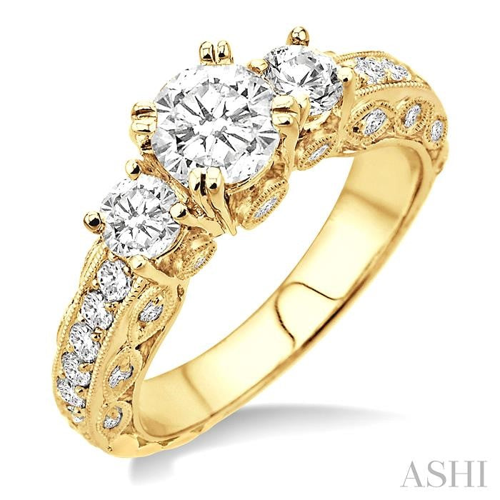 3/4 ctw Diamond Semi-Mount Engagement Ring in 14K Yellow Gold