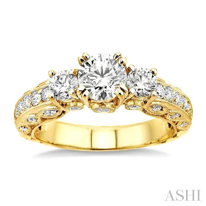 3/4 ctw Diamond Semi-Mount Engagement Ring in 14K Yellow Gold