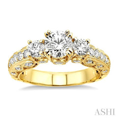 3/4 ctw Diamond Semi-Mount Engagement Ring in 14K Yellow Gold