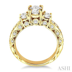 3/4 ctw Diamond Semi-Mount Engagement Ring in 14K Yellow Gold