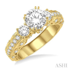 3/4 ctw Diamond Semi-Mount Engagement Ring in 14K Yellow Gold