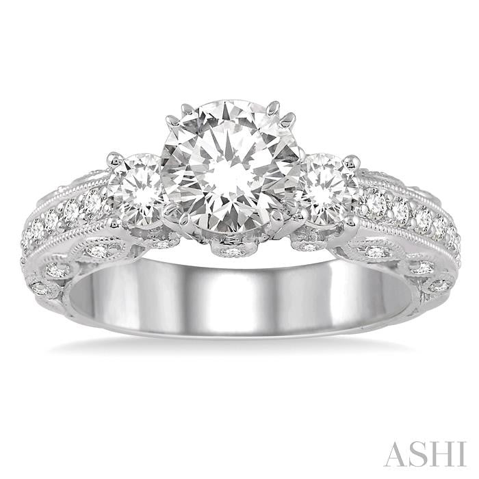 3/4 Ctw Diamond Semi-Mount Engagement Ring in 14K White Gold