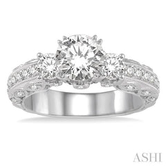 3/4 Ctw Diamond Semi-Mount Engagement Ring in 14K White Gold
