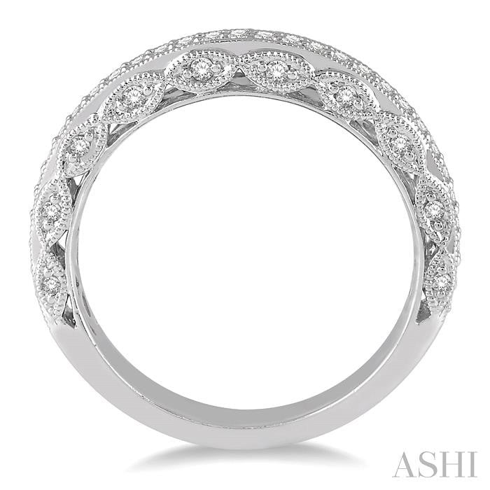 1/3 Ctw Round Cut Diamond Wedding Band in 14K White Gold