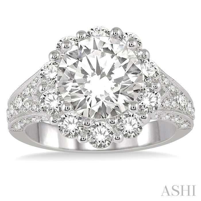 1 3/4 Ctw Diamond Flower Semi-Mount Engagement Ring in 18K White Gold