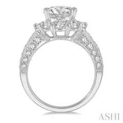 1 3/4 Ctw Diamond Flower Semi-Mount Engagement Ring in 18K White Gold