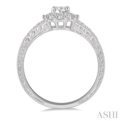 5/8 Ctw Diamond Engagement Ring with 1/4 Ct Round Cut Center Stone in 14K White Gold