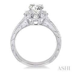 5/8 Ctw Diamond Flower Semi-Mount Engagement Ring in 14K White Gold