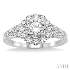 1/2 Ctw Round Cut Diamond Semi-Mount Engagement Ring 14K White Gold