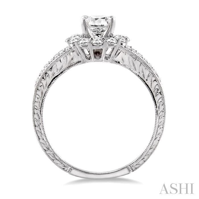 1/2 Ctw Round Cut Diamond Semi-Mount Engagement Ring 14K White Gold