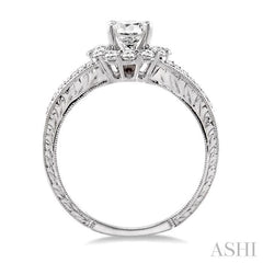 1/2 Ctw Round Cut Diamond Semi-Mount Engagement Ring 14K White Gold
