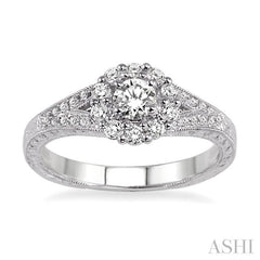 1/3 Ctw Round Cut Diamond Semi-Mount Engagement Ring in 14K White Gold