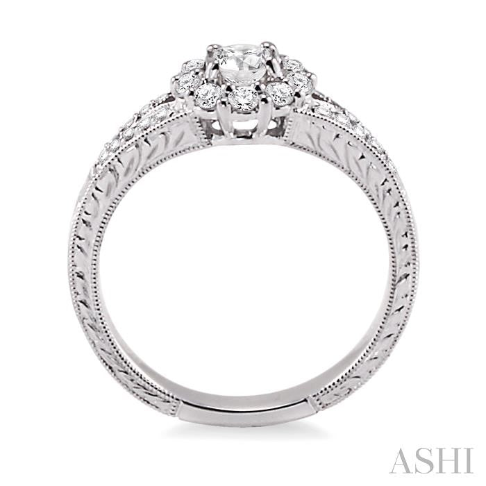 1/3 Ctw Round Cut Diamond Semi-Mount Engagement Ring in 14K White Gold