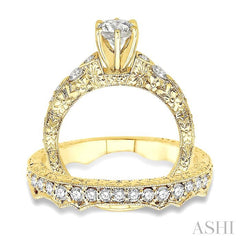 1 1/4 Ctw Diamond Wedding Set with 1 Ctw Round Cut Engagement Ring and 1/3 Ctw Wedding Band in 14K Yellow Gold