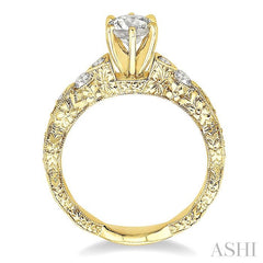 1 Ctw Diamond Engagement Ring with 5/8 Ct Round Cut Center Stone in 14K Yellow Gold