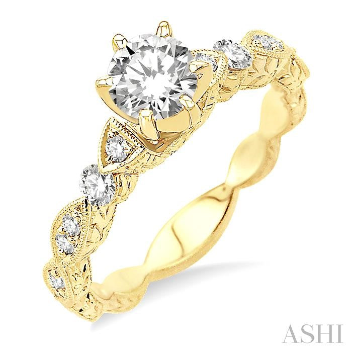 1/3 Ctw Diamond Semi-Mount Engagement Ring in 14K Yellow Gold