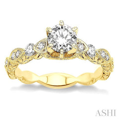 1/3 Ctw Diamond Semi-Mount Engagement Ring in 14K Yellow Gold