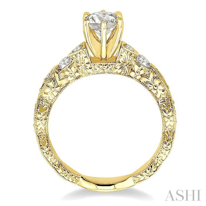 1/3 Ctw Diamond Semi-Mount Engagement Ring in 14K Yellow Gold