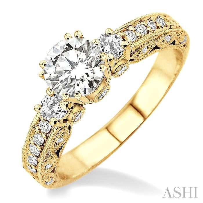 1/2 Ctw Diamond Semi-Mount Engagement Ring in 14K Yellow Gold