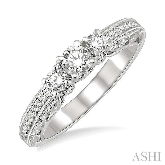 1/3 Ctw Round Cut Diamond Semi-Mount Engagement Ring in 14K White Gold